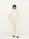 INTO THE EAST 25 Autumn/Winter Ivory White Textured Scarf/Cotton Jacket with Frayed Edges Straight Leg Pants ITE-E1DGAW105IY20PT-XYB Pants (ITE-E1DGAW102IY20JK)